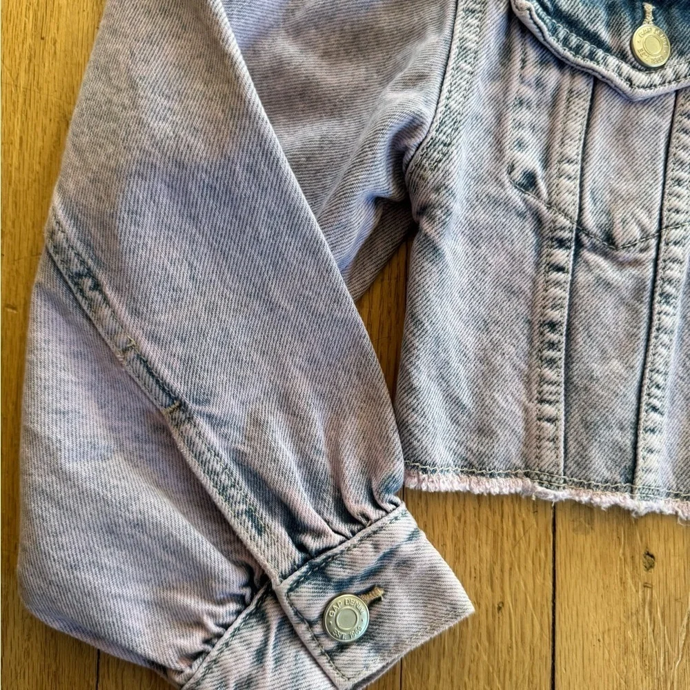 Gap Kids Cropped Denim Jacket in Light Purple